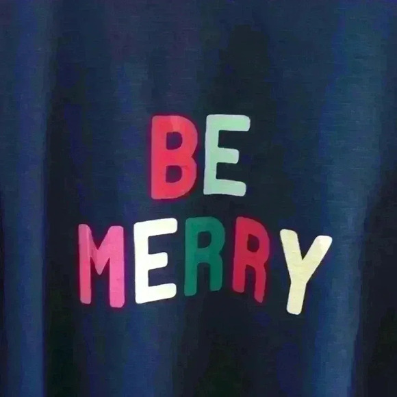 ST. JOHN'S BAY | Women's  Navy Be Merry 3/4 Length Sleeve Crewneck Top - Picture 4 of 4